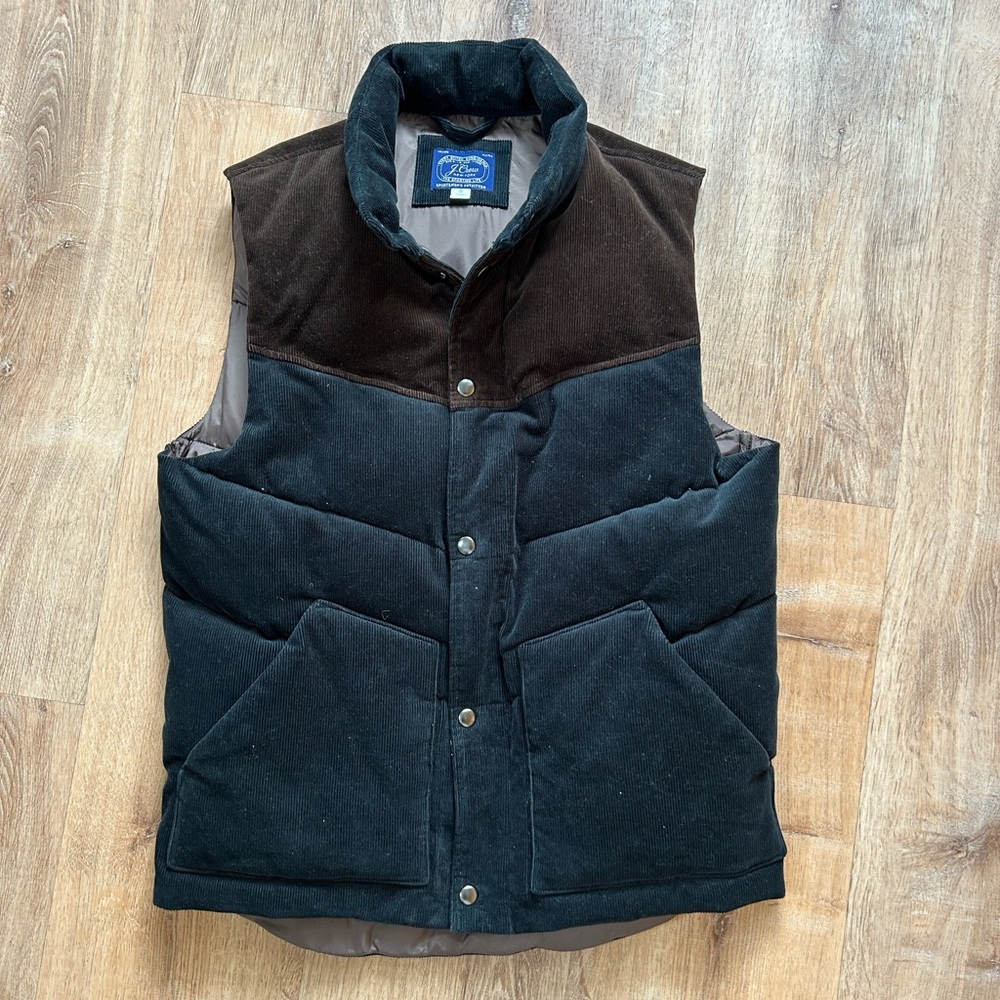 J. Crew Men's Navy and Dark Brown Corduroy Vest